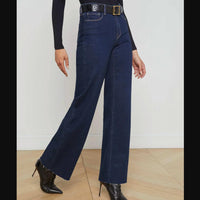 L'Agence Scottie High Rise Wide Leg Jeans in koval dark wash - women's jeans - alternate view
