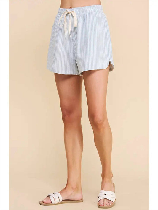Allie Rose - Striped Linen Drawstring Shorts