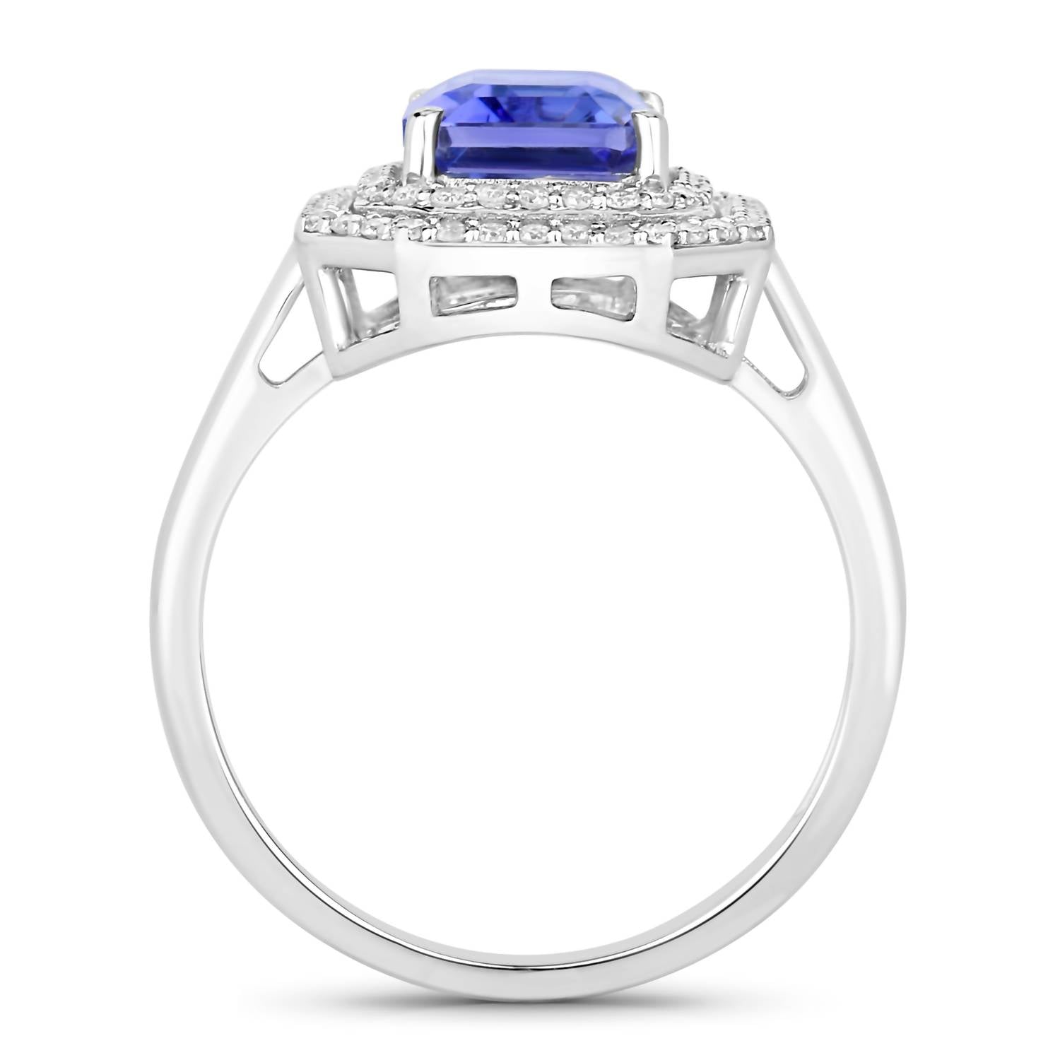 Diana M Jewels Women's Octagon Natural Tanzanite Fashion Ring (3.32 Ct) - Signature Plus in 14k white gold - women's jewelry - detail view
