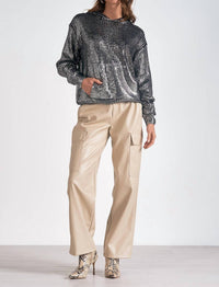 Elan - Metallic Sweater Hoodie