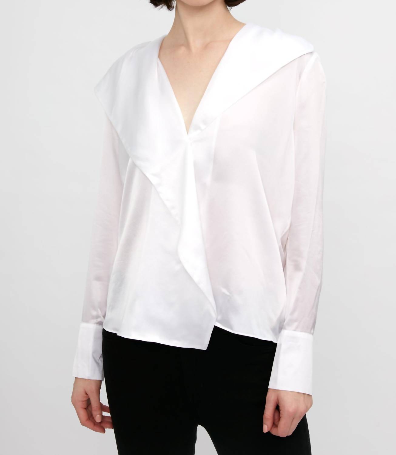 L'Agence - Jaslynn Silk Open Collar Blouse