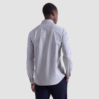 Bugatchi Uomo Geometric Print 8 Way Stretch Shirt in sand - men's shirt - alternate view
