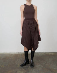 Moon River - Women's Mixed Media Asymmetric Midi Dress