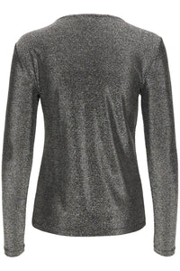 Soaked In Luxury - Skylara Knotted Long Sleeve Glitter Top