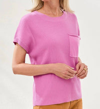 Tribal - Dolman Short Sleeve Ribbed Knit Top
