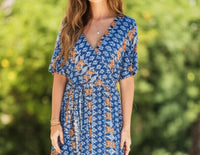 Haptics - Boho Print Surplice Midi Dress