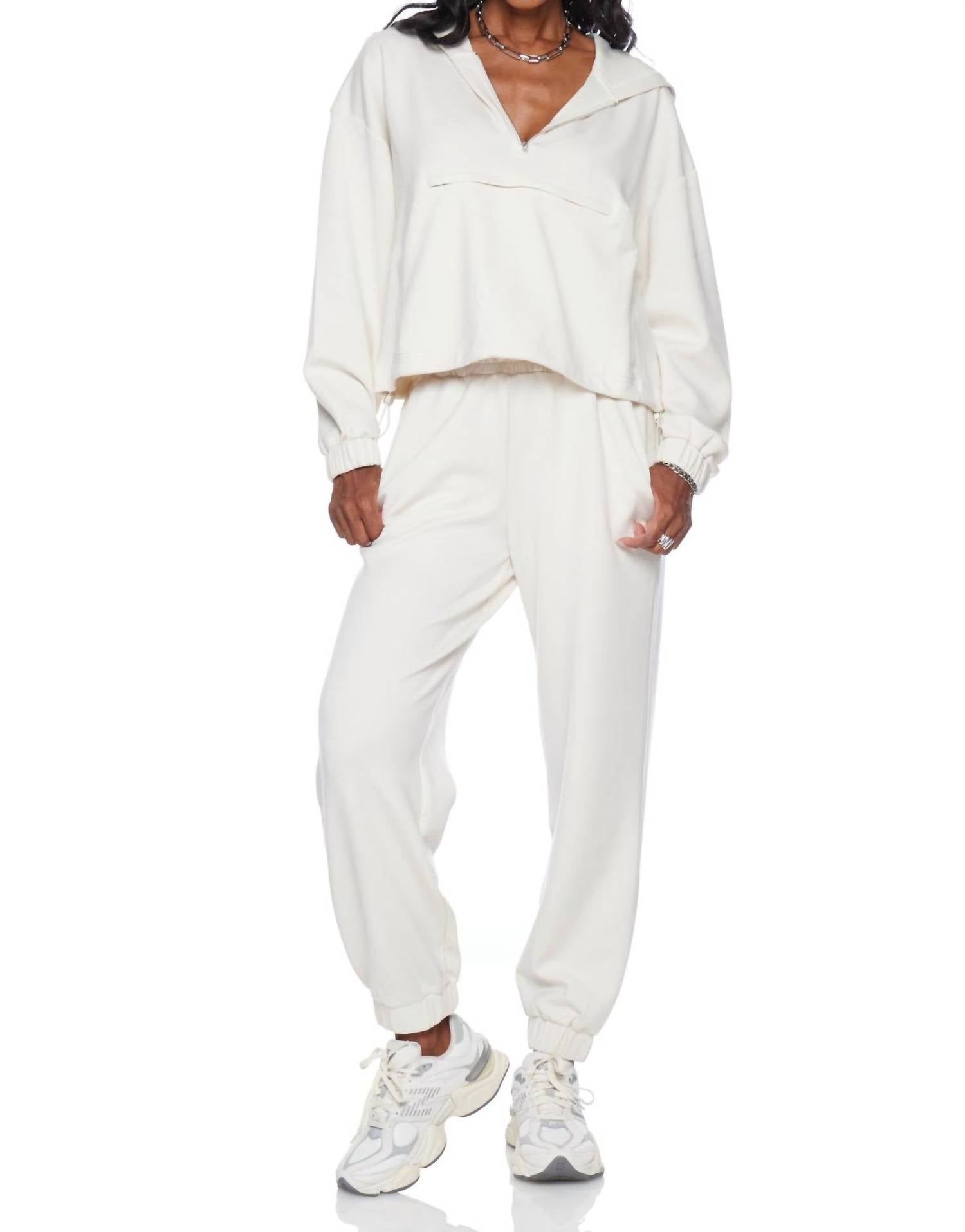 WithBlack Slalba Jogger Pant in cream - women's pants - detail view