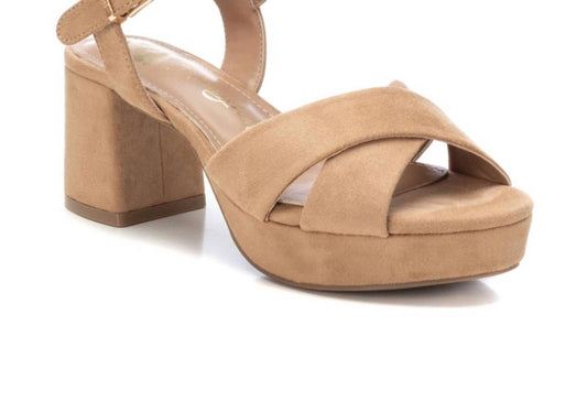 Xti - Women's Suede Heeled Platform Sandals