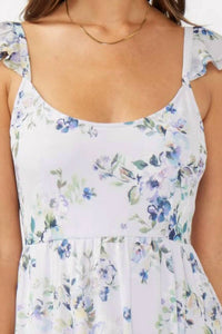 Lovestitch - Floral Textured Open Back Tie Maxi Dress