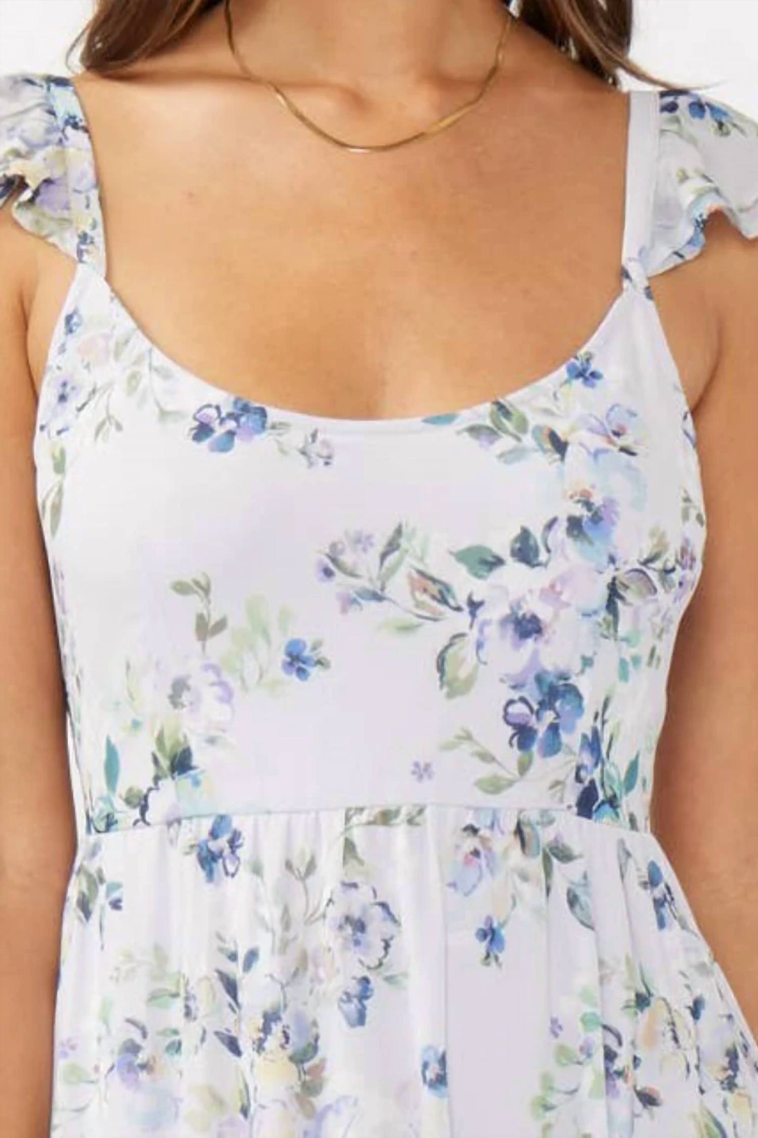 Lovestitch - Floral Textured Open Back Tie Maxi Dress