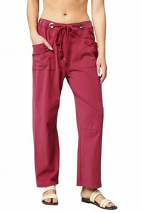 Umgee - Drawstring Wide Leg Casual Pants