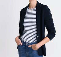 vineyard vines Sweater Knit Blazer in nautical navy - women's jacket - detail view