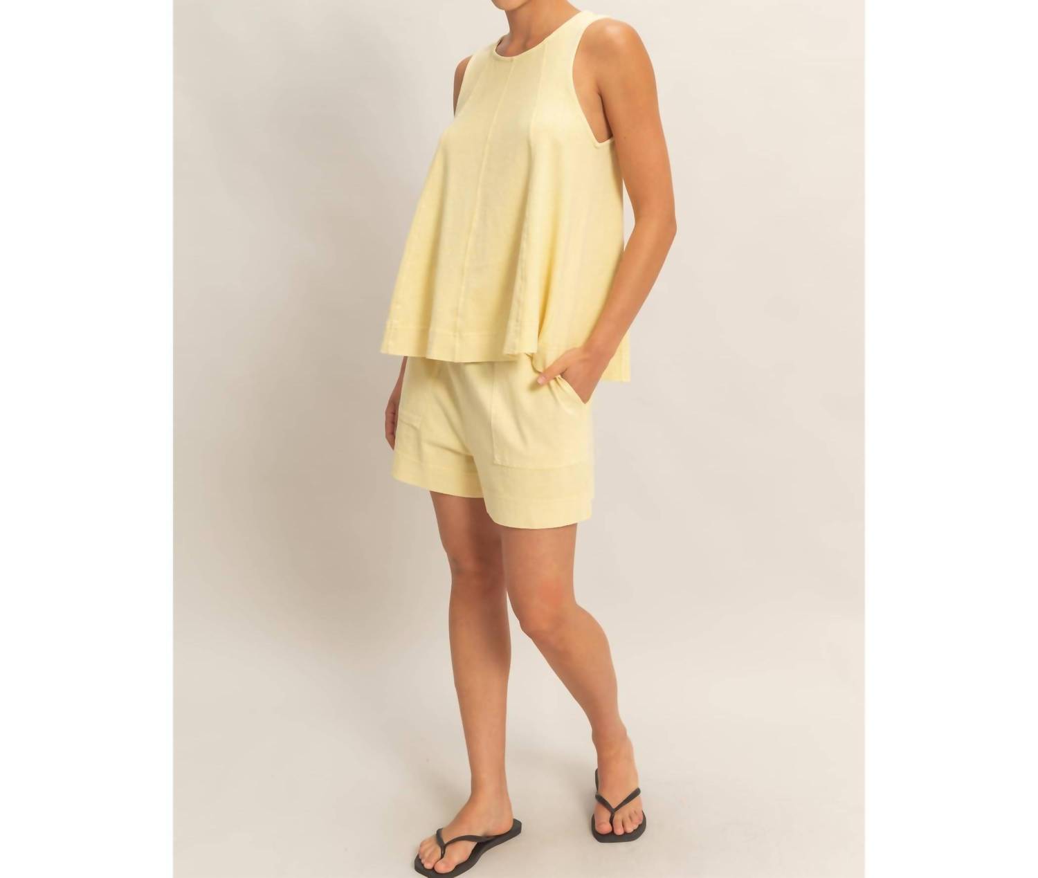 HYFVE Sleeveless Top & Shorts Set in butter yellow - women's sleepwear - alternate view
