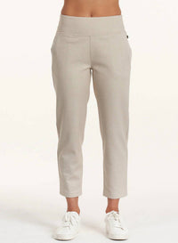 THRIVE SOCIETE Quinn Rib Trim Trouser in stone - women's pants