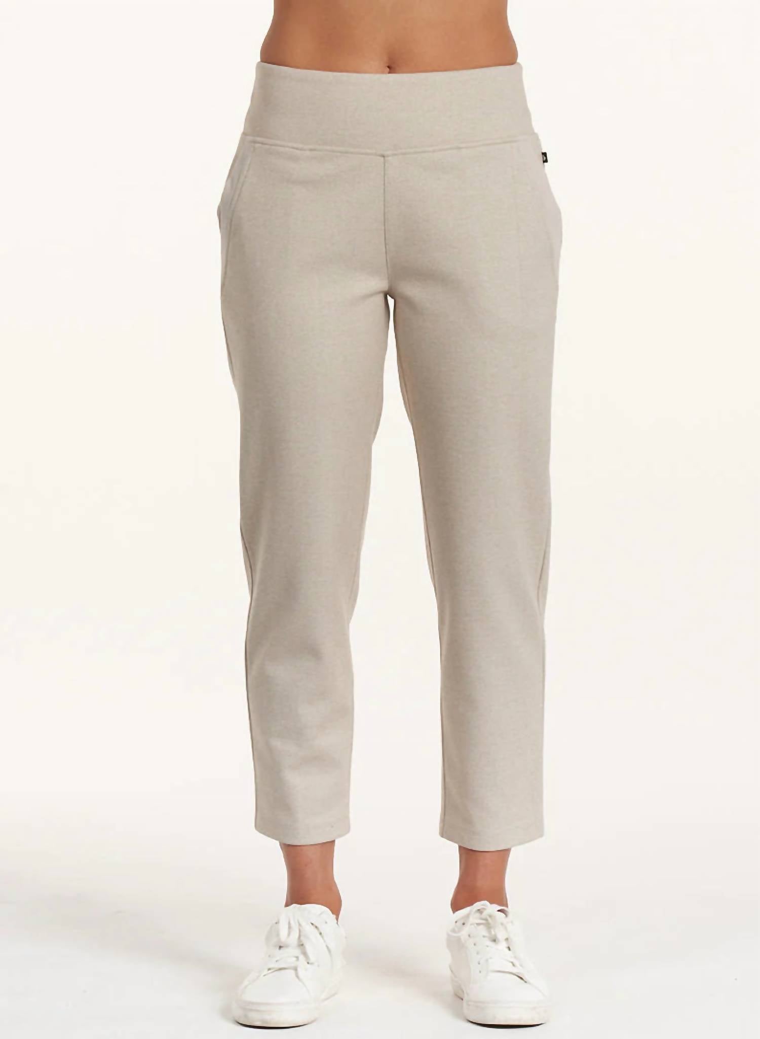 THRIVE SOCIETE Quinn Rib Trim Trouser in stone - women's pants