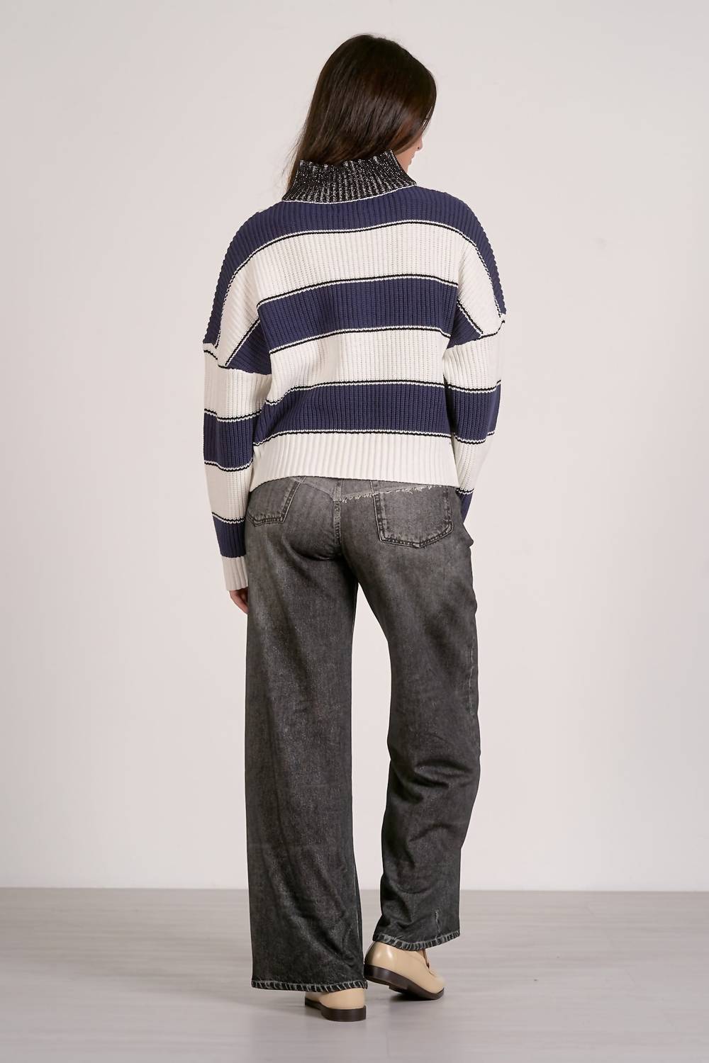 ELAN Sloane Sweater in navy - women's sweater - detail view