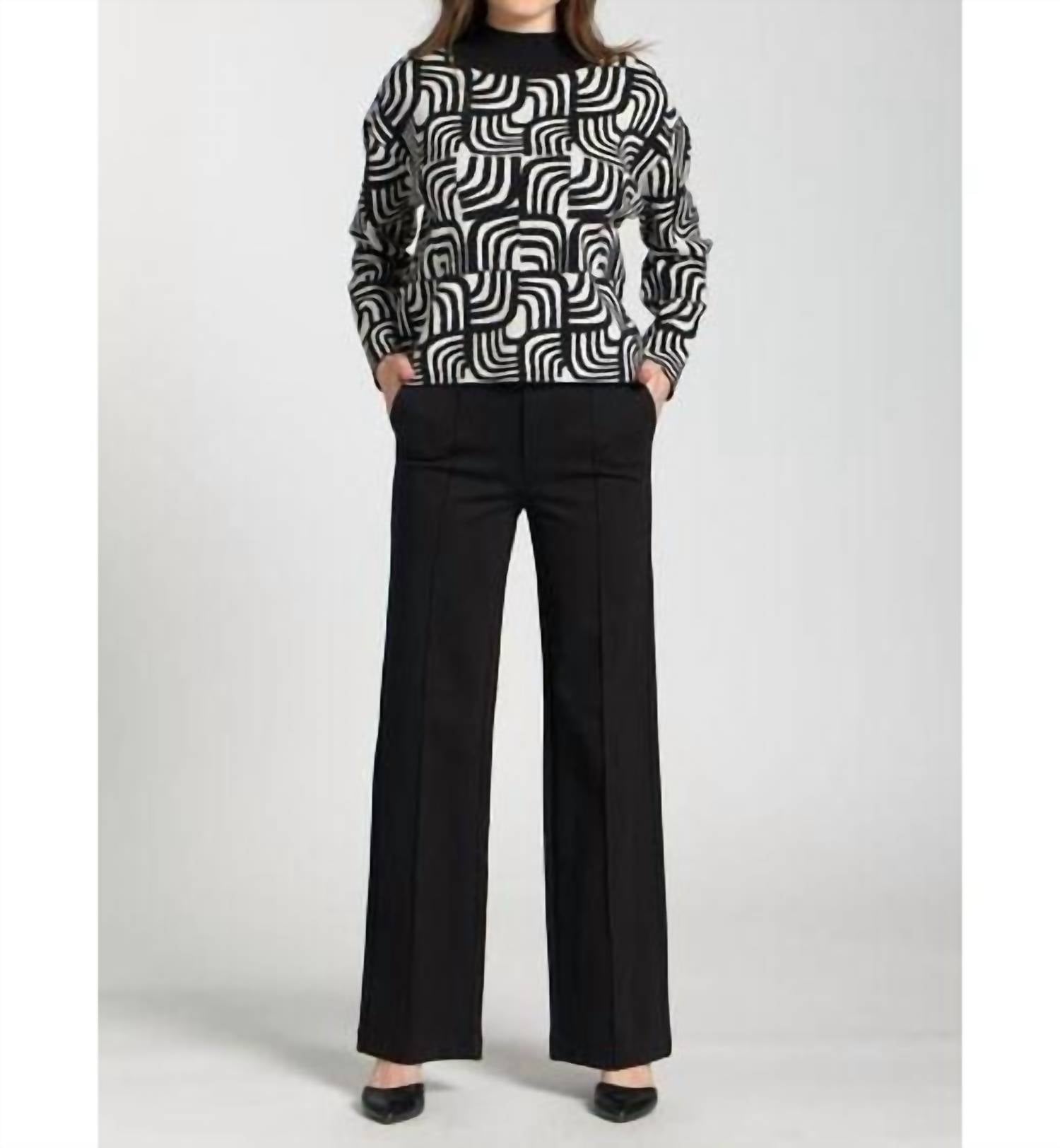 Apny - Jacquard Mock Neck Sweater