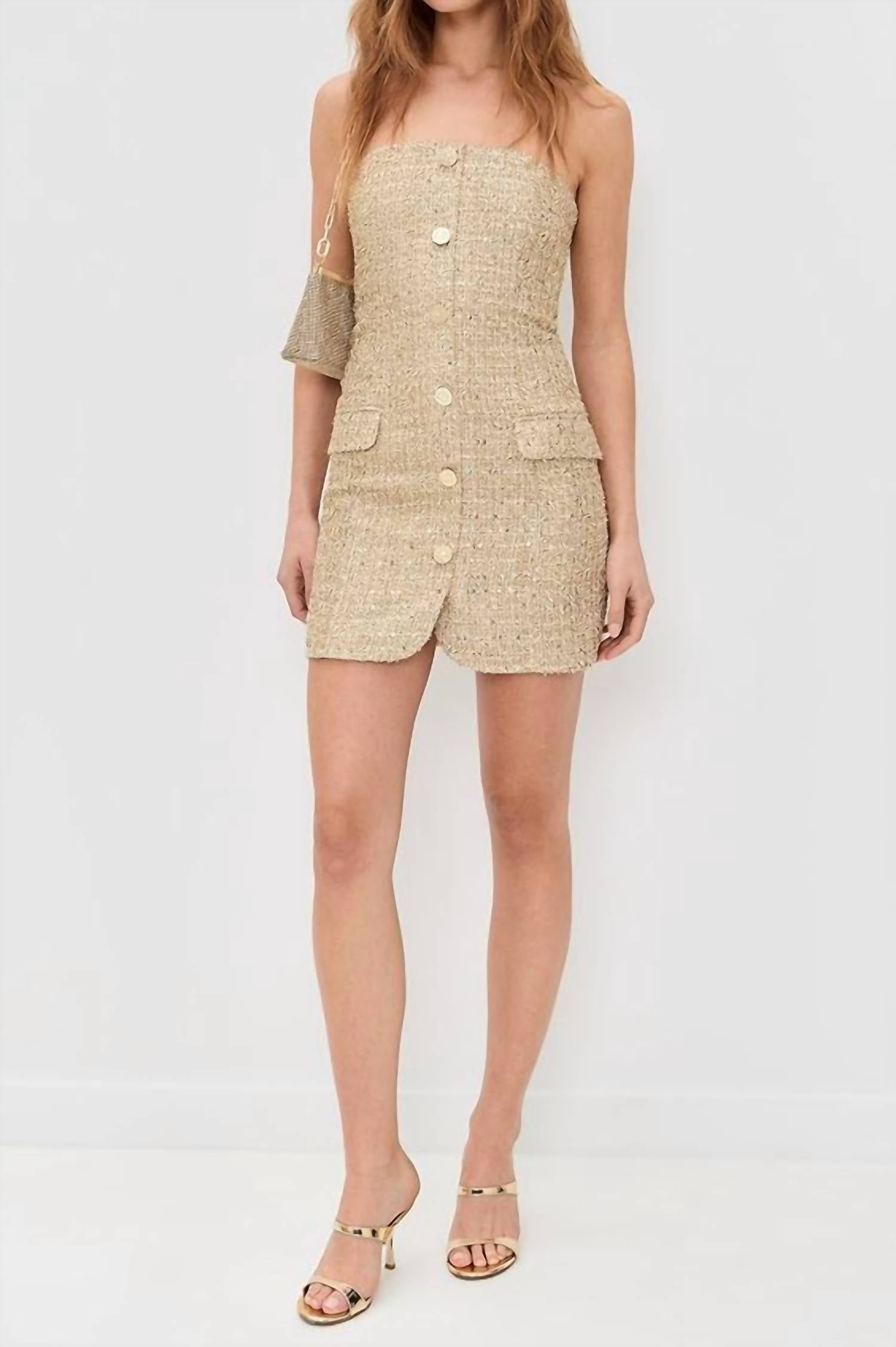 Alice + Olivia - Madison Strapless Button-down Mini Dress