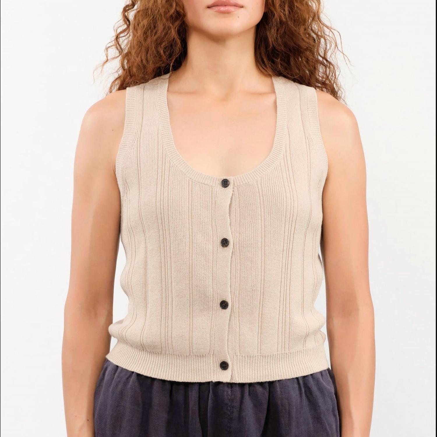 Demylee New York - Nyla Cotton Linen Ribbed Tank Vest