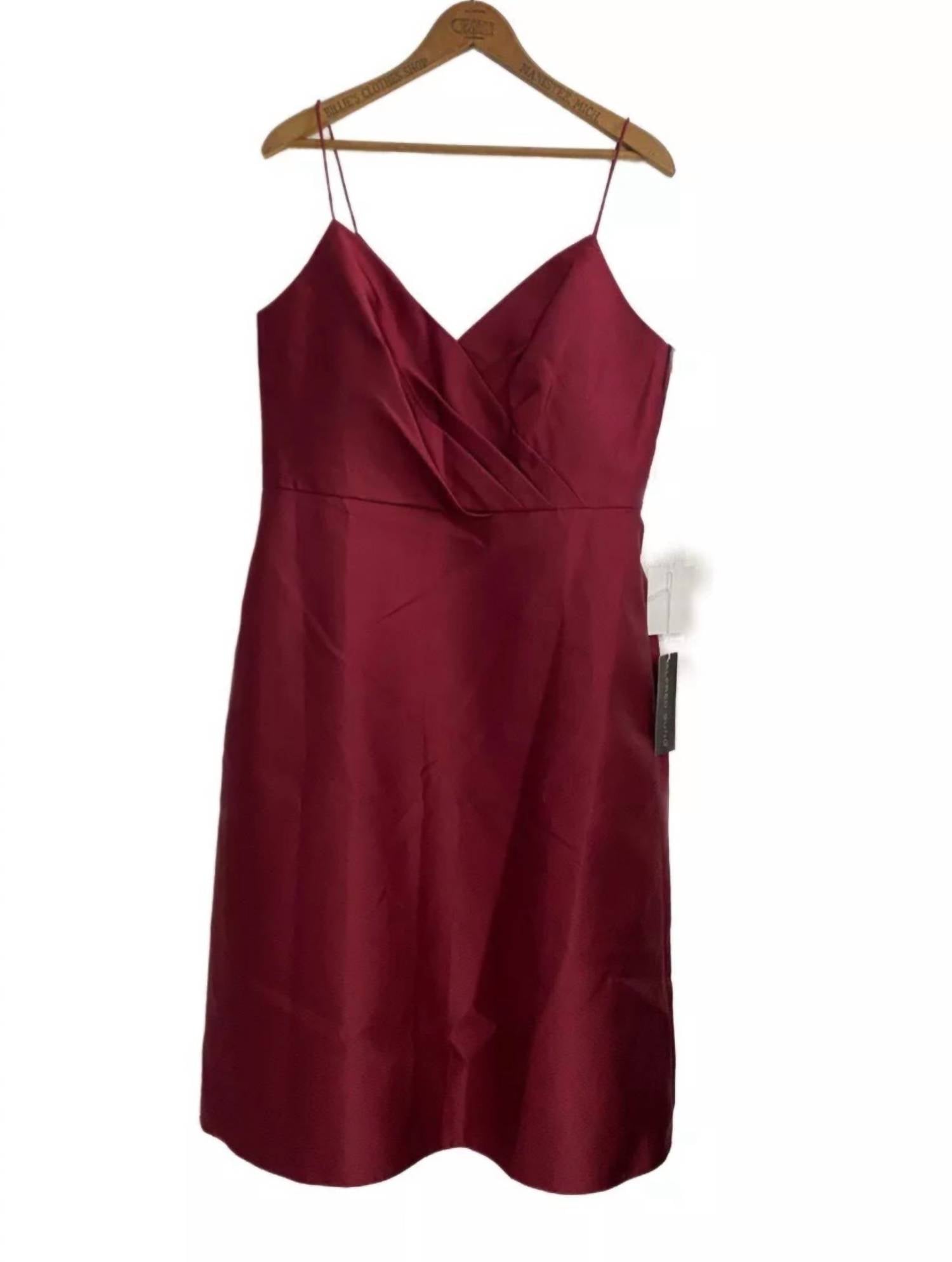 Alfred Sung - V-neck Satin Twill Cocktail Dress