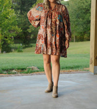 entro Rustic Floral Mini Dress - Plus in brown - women's dress