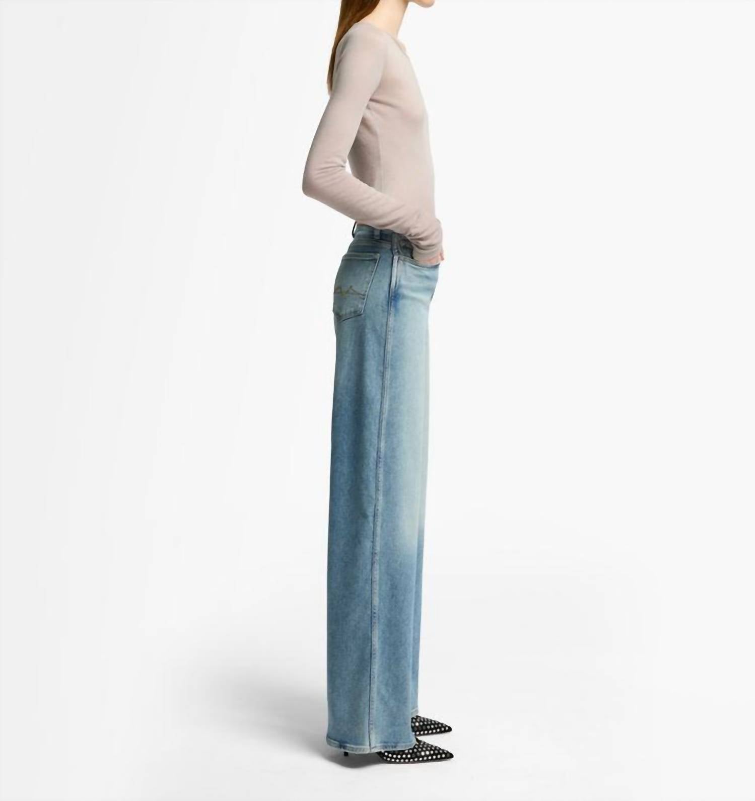 7 For All Mankind Lotta High Waist Wide Leg Jeans in amuse me - women's jeans - detail view