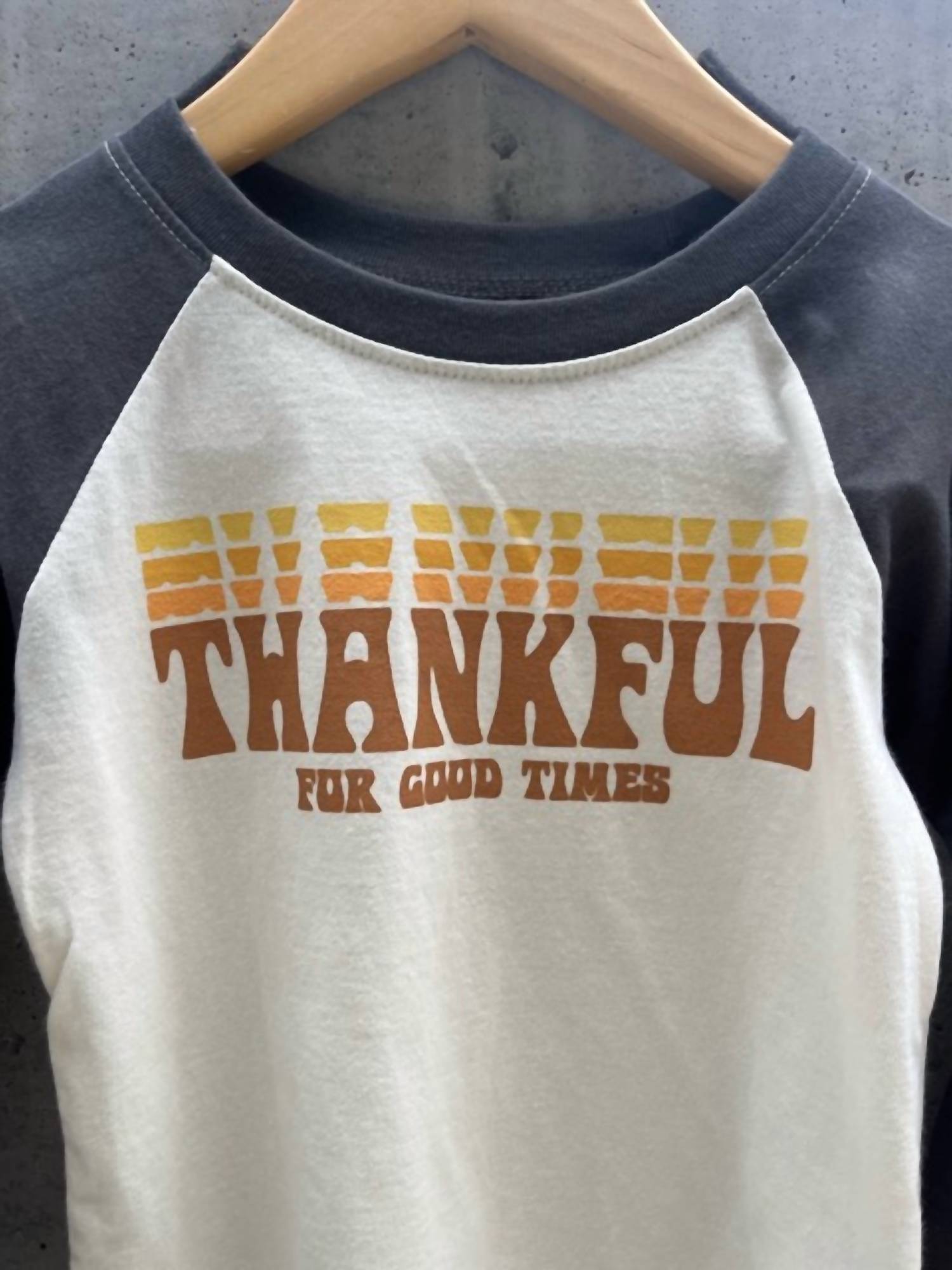Tiny Whales - Kid's Thankful Long Sleeve Raglan Tee