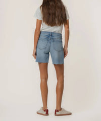 Kut From The Kloth - Hailey High Rise Denim Shorts – Medium Wash Distressed Raw Hem