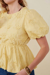 Hayden La - Lydia Crochet Eyelet Bubble Peplum Top