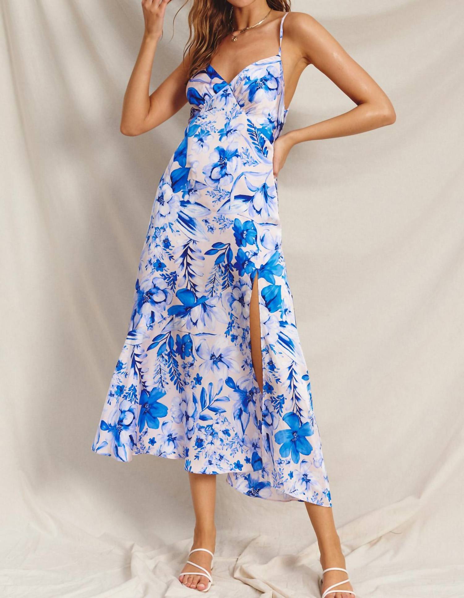 Dress Forum - Backless Boho Floral Bow Tie Backless Maxi Dress