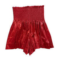 QUEEN OF SPARKLES Wavy Smocked Shorts in metallic red - women's shorts - detail view