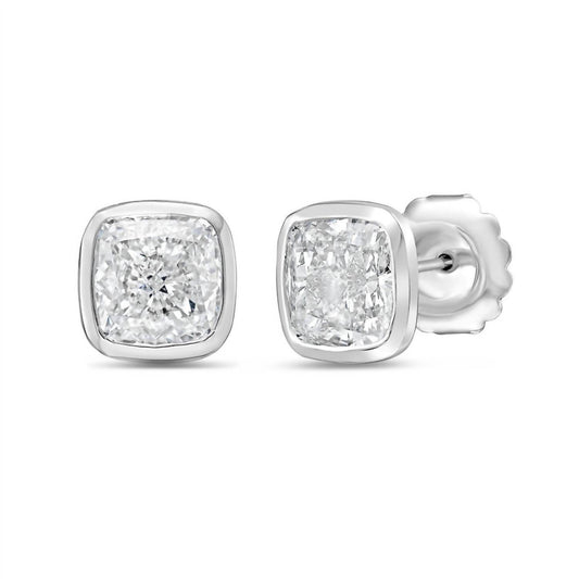 Diana M Jewels - Women's Cushion Cut Studs In A Bezel Setting Earrings (9.00 Ct)