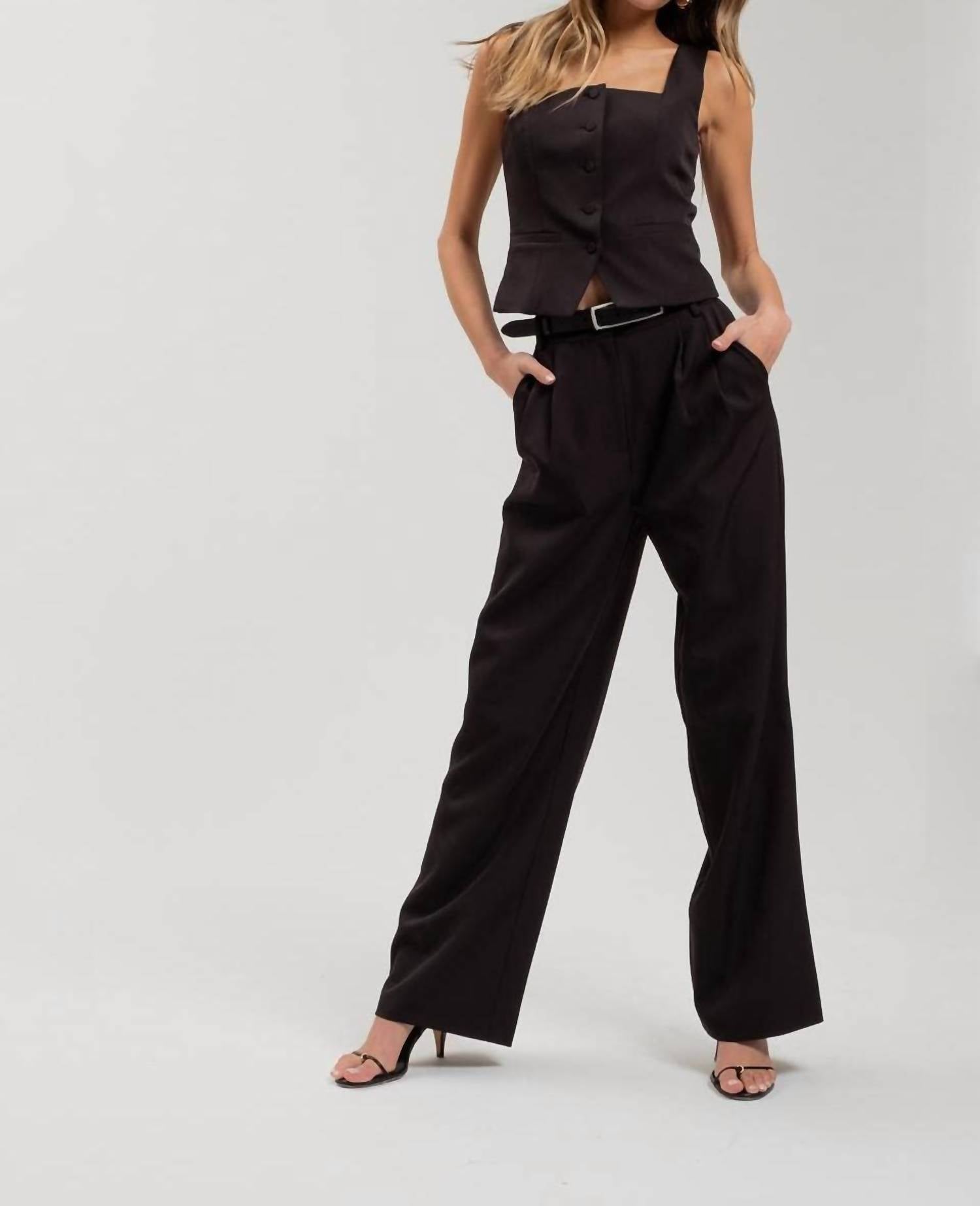 The Workshop Studio - PLEATED WIDE LEG DRESS PANTS