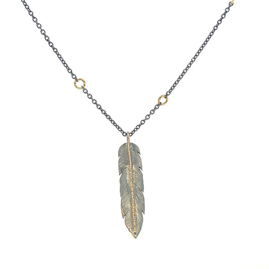 Gasia - Women's Rhodium Feather Necklace