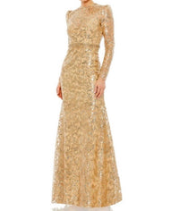 MAC DUGGAL Embellished High Neck Gown in gold - women's dress