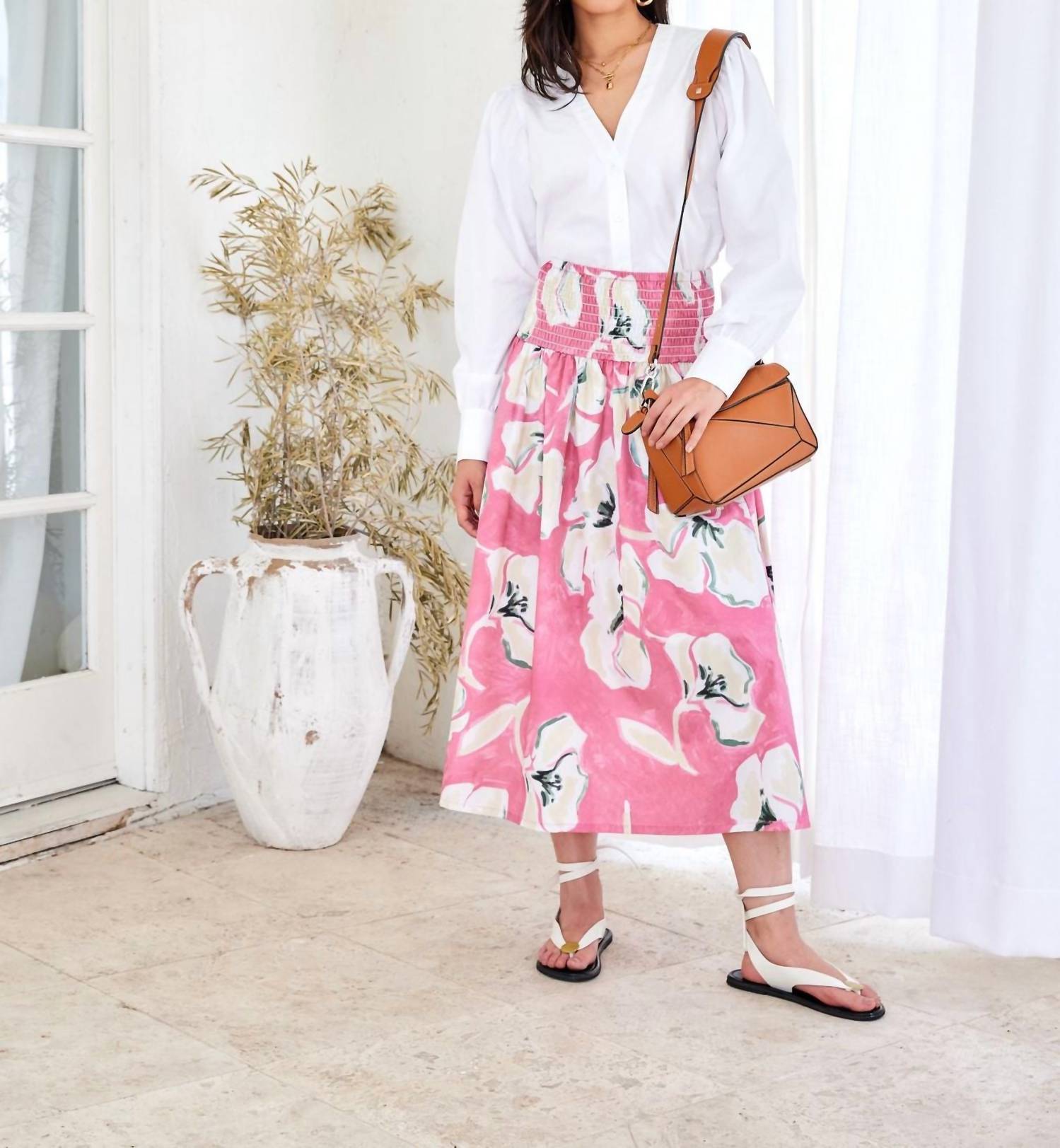 Fifteen Twenty Rhea Smocked Waist Maxi Skirt in floral print - women's skirt