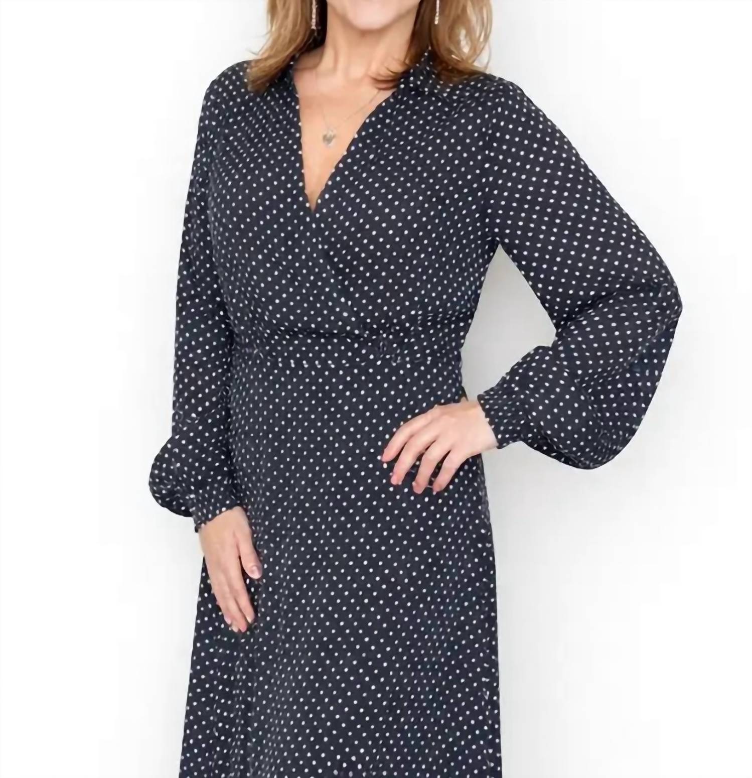 Koko + Mason Midi Dress With Side Zipper in black white - women's dress - detail view