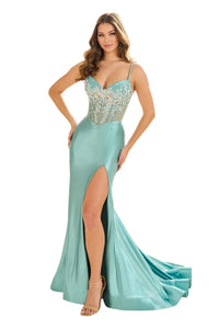 Ellie Wilde - Sheer Corset Crystal Prom Dress