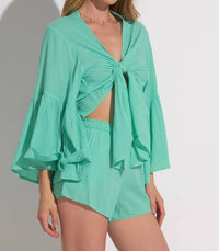 Elan - Tie Front Crop Top