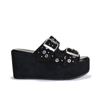 CORDANI Women's Jayne Platform Wedge Slide Sandal in black suede - women's sandal