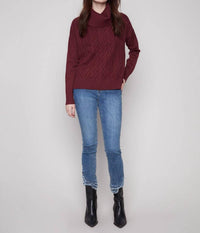 Charlie B - Cowl Neck Sweater With Side Slit And Tie Details