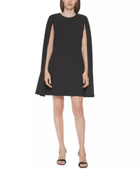 CALVIN KLEIN Sleeveless Cape-detail Scuba-crepe Sheath Dress in black - women's dress