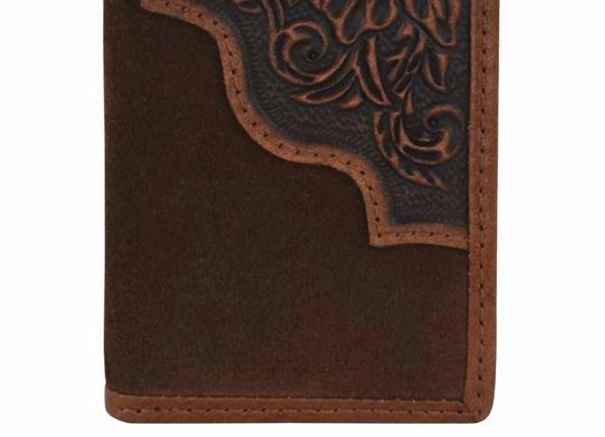 Tony Lama Men's Trifold Genuine Leather Wallet in brown - men's bag