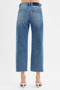 Risen - Adjustable Waistband Crop Length Barrel Jeans