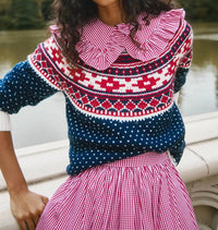 HUNTER BELL Josie Sweater in st moritz fairisle - women's sweater - alternate view