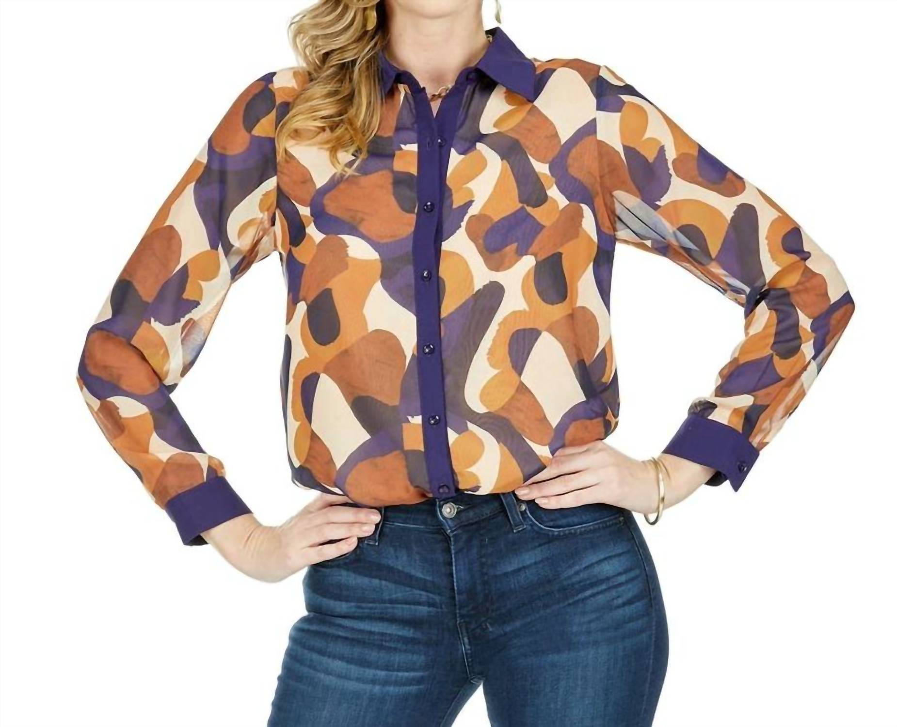 Jade - Contrast Button Front Blouse
