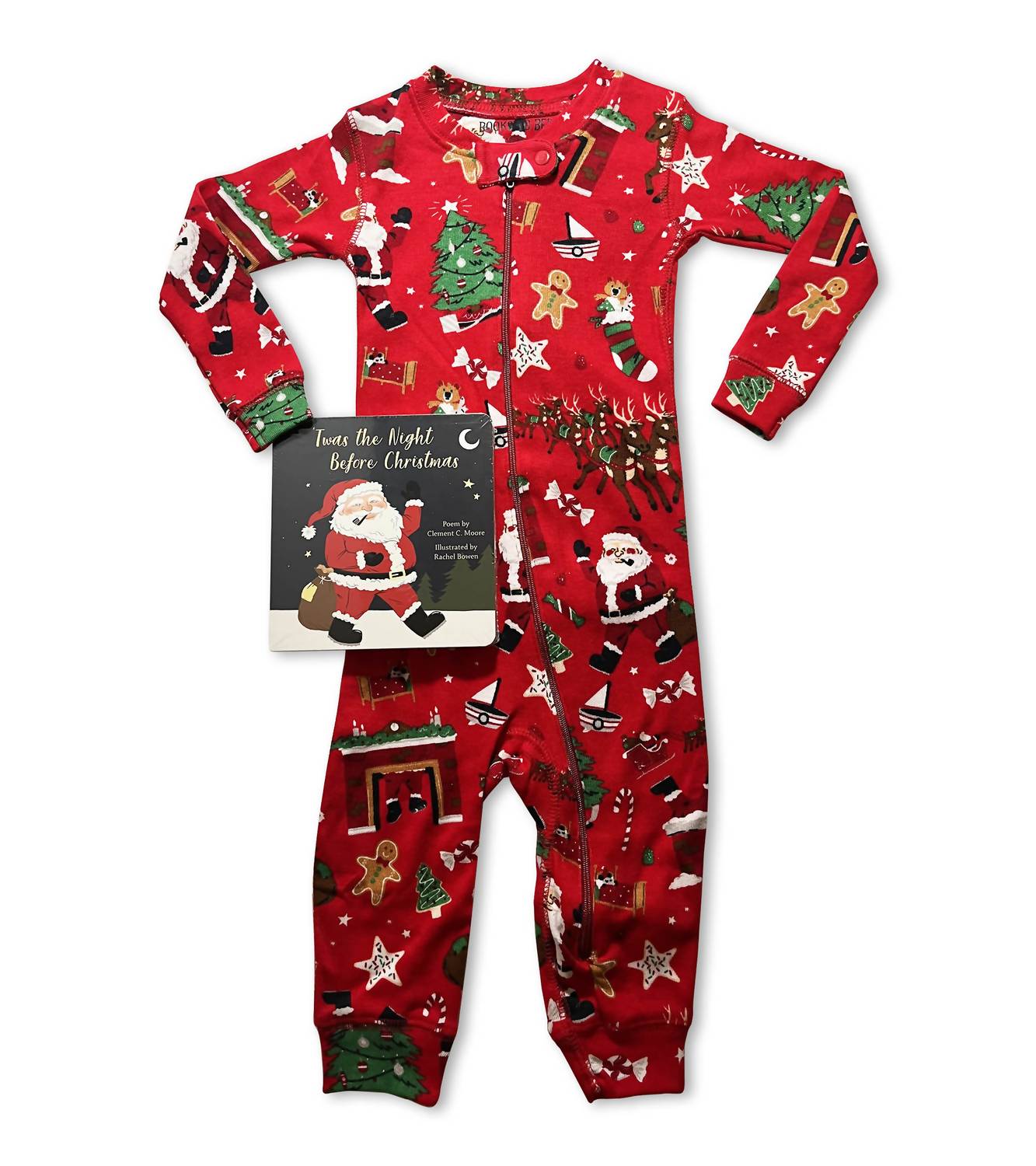 Books To Bed - Kid's The Night Before Christmas Set Baby Coverall With Book