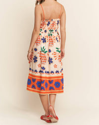 J.Nna - La Brisa Floral Print Smocked Midi Dress