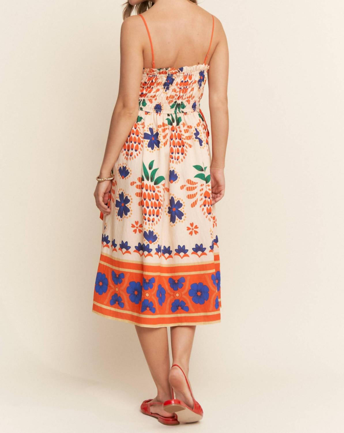J.Nna - La Brisa Floral Print Smocked Midi Dress