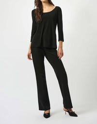 Joseph Ribkoff Silky Knit Scoop Fit & Flare Top in black - women's blouse - alternate view